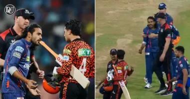 Digvesh Rathi and Abhishek Sharma in a heated moment during the IPL 2025 match