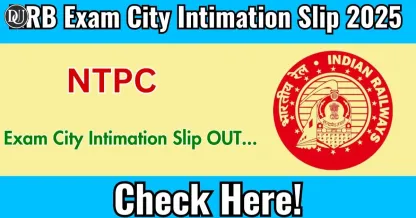 RRB NTPC City Slip & Admit Card 