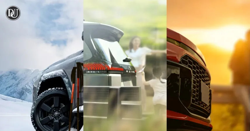2026 Toyota RAV4 teaser image showing bold, boxy design with rugged front styling