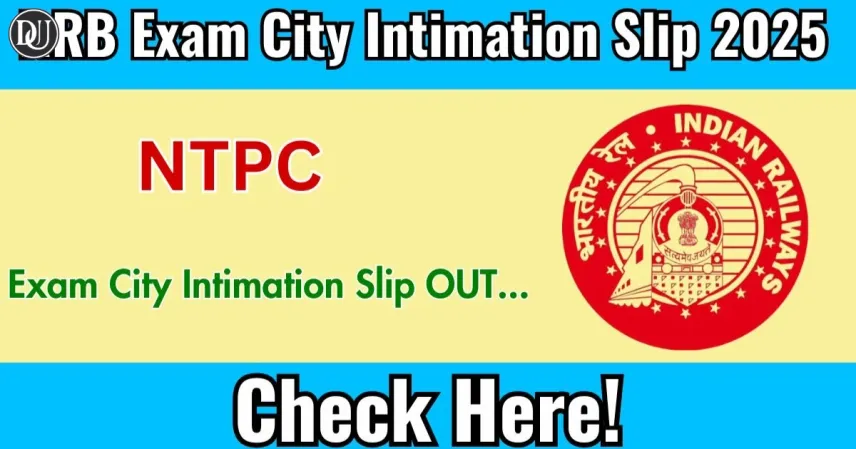 RRB NTPC City Slip & Admit Card 