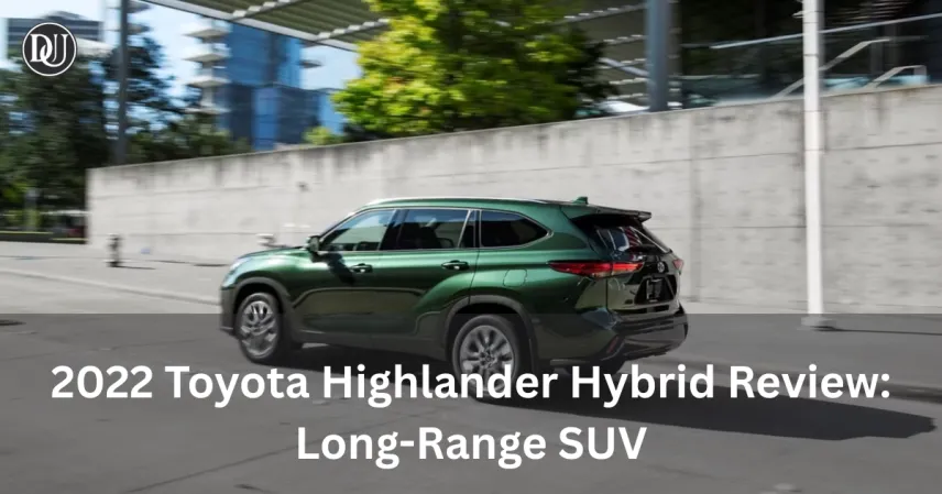2022 Toyota Highlander Hybrid SUV in motion on highway